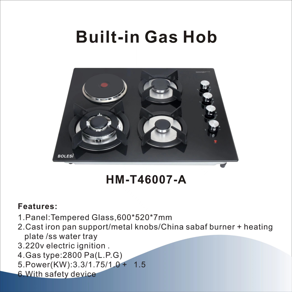 BUILT-IN 3+1 COOKER HOB - Image 1