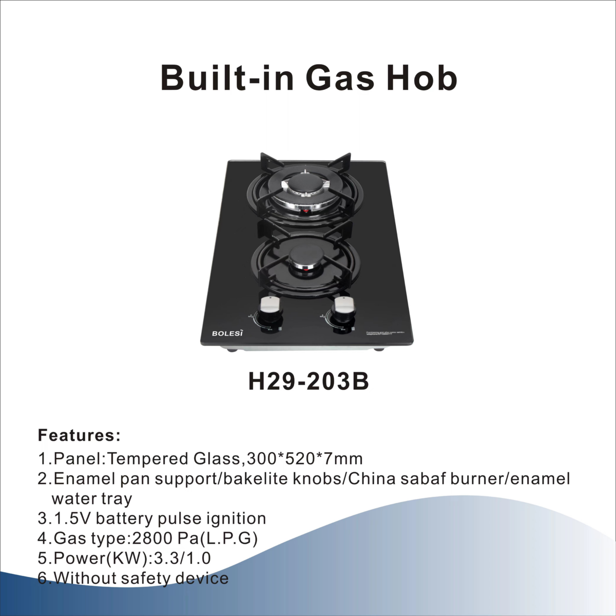 BUILT-IN 2 GAS GLASS HOB - Image 1
