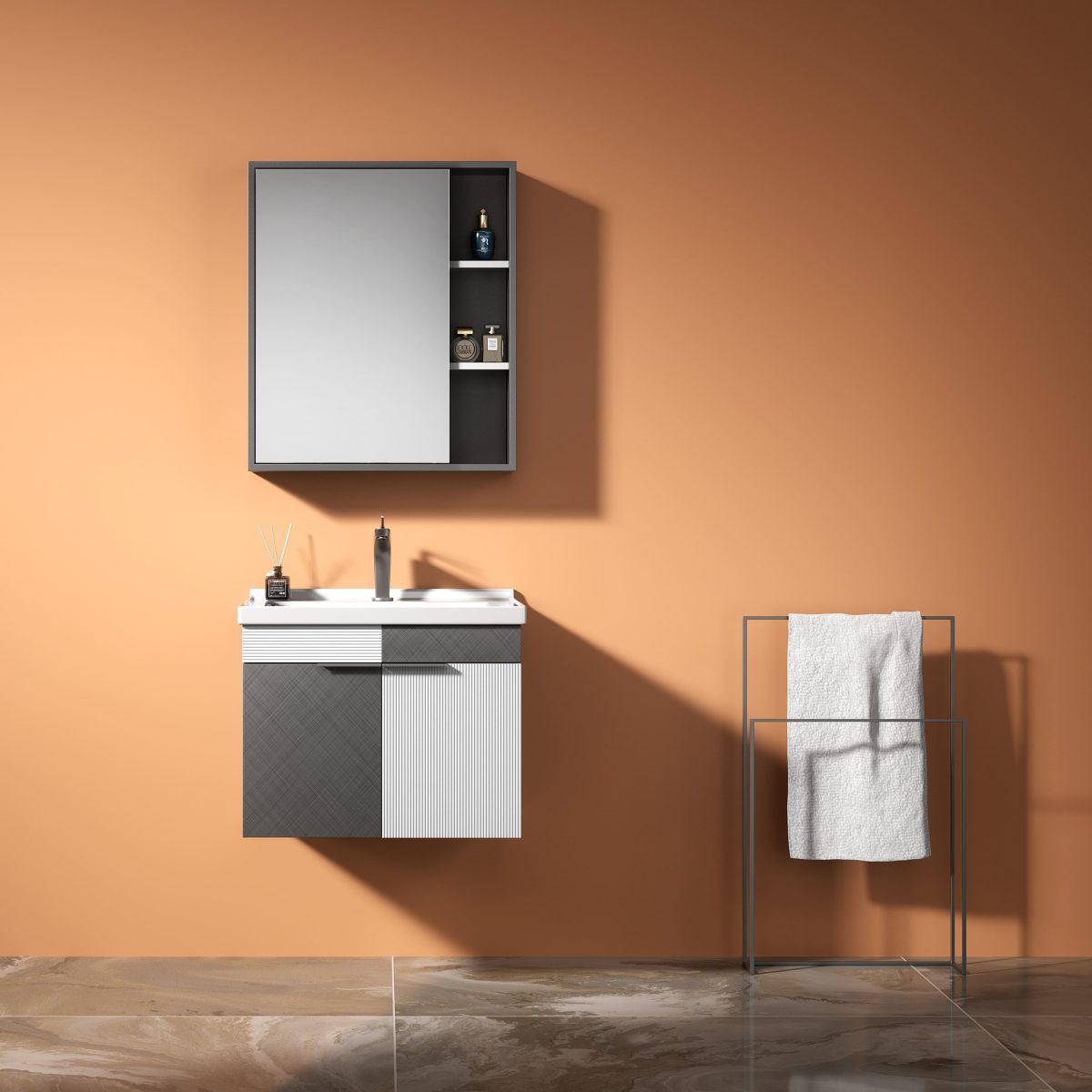 Bathroom Cabinet With Mirror K-9085- wall-mounted Vanity Unit for Modern Bathrooms - Image 1