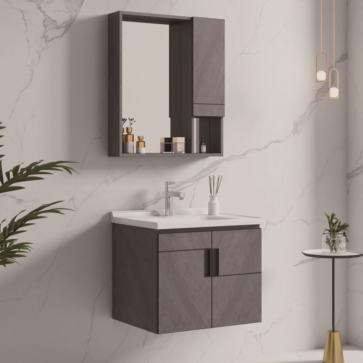 Bathroom Cabinet With Mirror K-9147- wall-mounted Vanity Unit for Modern Bathrooms - Image 1