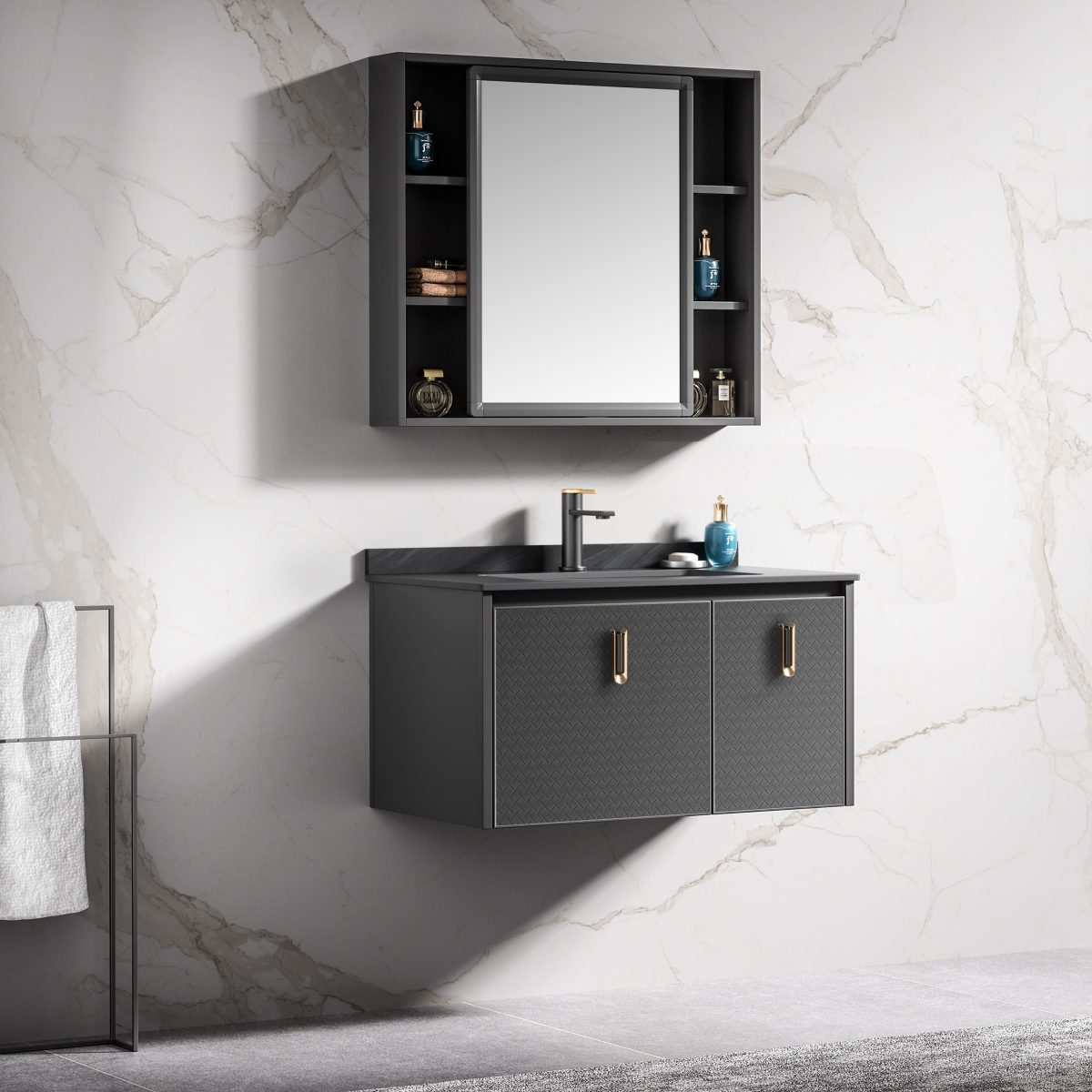 Bathroom Cabinet With Mirror K-9631- wall-mounted Vanity Unit for Modern Bathrooms - Image 1