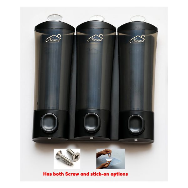 N326-–-3-In-One-Soap-dispenser-each-300ML-–-ABS-Black