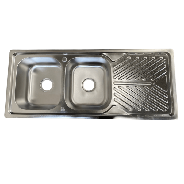 Kitchen sink double bowl single drain