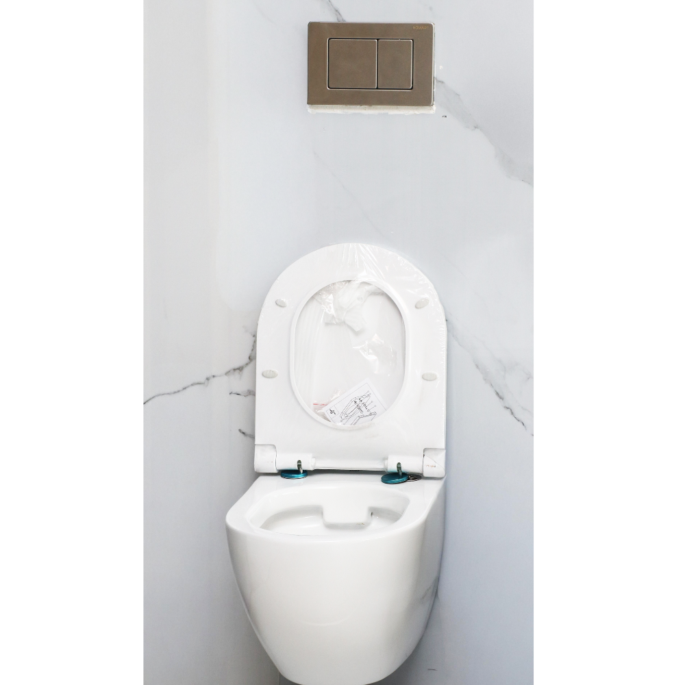 Wall-Mounted White Toilet